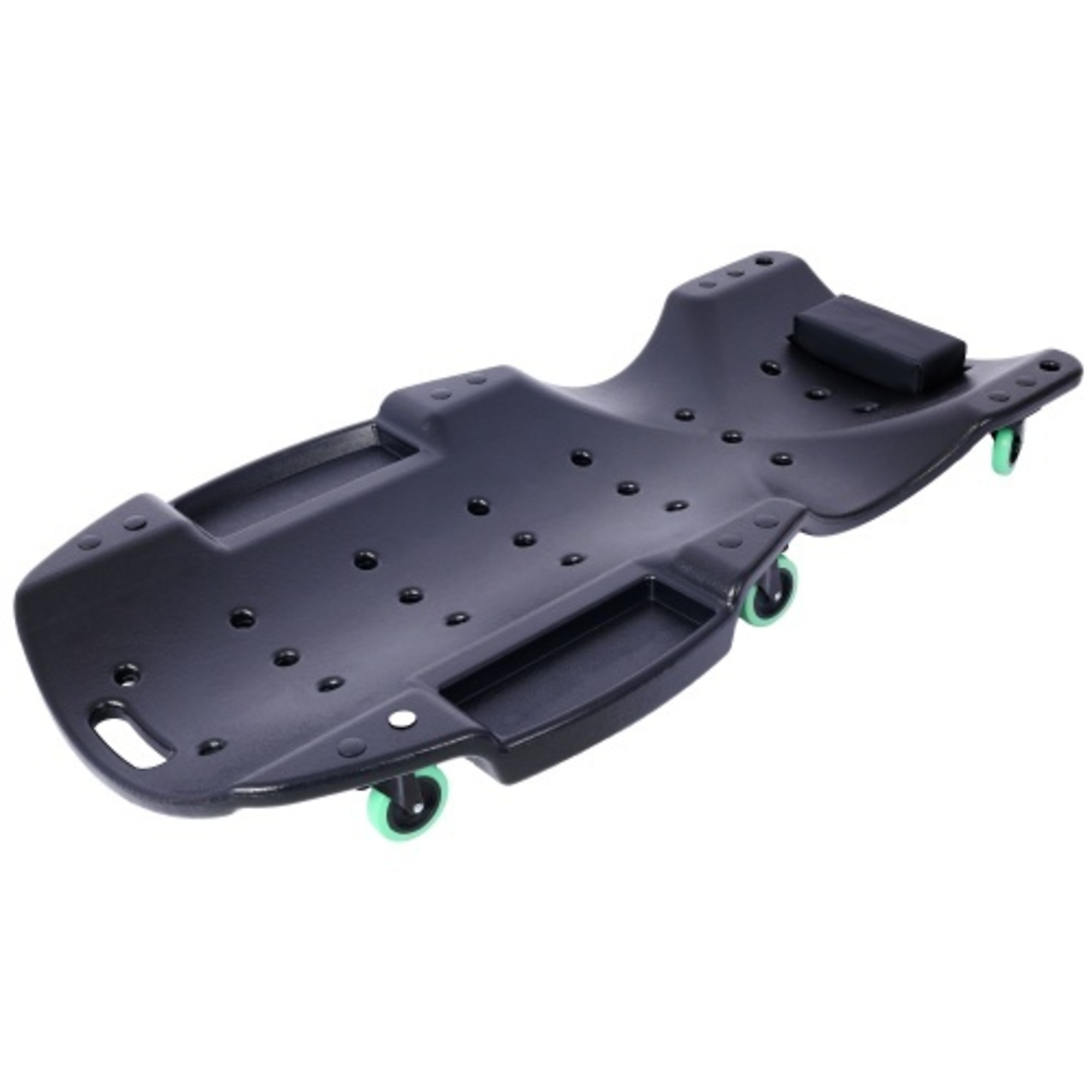TMB BAC-W465P144540 Plastic Automotive Creeper — 48in., 440-Lb. Capacity, Black, HDPE, Ergonomic Design, Dual Tool Trays, Model# BAC-W465P144540